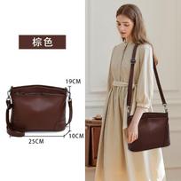 Genuine Leather Middle-Aged Bag Shoulder Messenger Bag Women'S Backpack Bucket Large Capacity Mother Mother-In-Law Soft Leather ruda