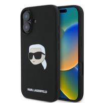 Karl Lagerfeld KLHMP16SSKHPPLK iPhone 16 6.1" black hard case, Silicone, Karl Head Print, MagSafe