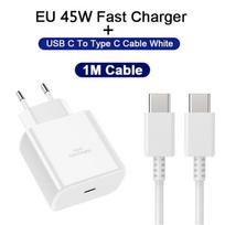 PD 45W USB C įkroviklis, skirtas Samsung Galaxy S25 S24 S23 Ultra S22 S21 FE A56 A36 itin greitas įkrovimas C tipo įkrovimo kabelio telefono adapteriui EU juoda