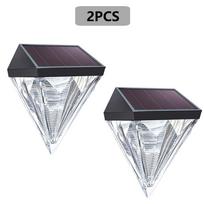 Saulės tvoros šviestuvai Lauko sodo deimantinis saulės LED sieninis šviestuvas IP65 vandeniui atsparus sodo laiptų šviestuvas terasoms, turėklams 2PCS Battery life 5h