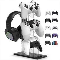 Kelių konsolių valdiklių ir ausinių ekspozicinis stovas, skirtas PS5/PS4/PS3/PS2, Switch Pro ir Xbox base juoda