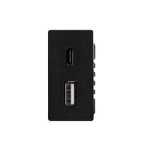 1/2 greito krovimo lizdas Feelspot USB+C, be rėmelio, juodas, 20W,1/2 greito krovimo lizdas Feelspot USB+C, be rėmelio, juodas, 20W