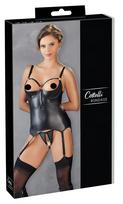 Cottelli Bondage - blizgantis pakeliamasis viršus su rankogaliais (juodas) - XL