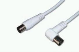 ASSMANN TV Antenna Cable, IEC/M to angled IEC/F, 9.5MM, Double Shielded, Braiding 96×0.12, 90DB Length 5.0M, white