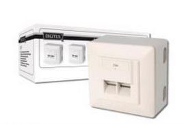 DIGITUS CAT 5e wall outlet, shielded, 2x RJ45, 8P8C, LSA, color pure white, surface mount, DN-9002/B5-N