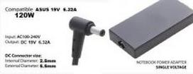 ZMP nešiojamo kompiuterio įkroviklis ASUS 19V, 6.32A 5.5/2.5mm 120W