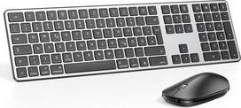 "Bluetooth" "Mac" klaviatūra ir pelė, OMOTON belaidė klaviatūra ir pelė, skirta "Apple MacBook Pro/Air", "iMac", "iMac Pro", "Mac Mini/Pro", AAA baterija, pilno dydžio, keliems įrenginiams, QWERTZ, pilkas kambarys