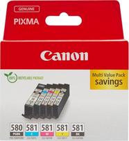 "Canon" dažų rinkinys - PGI-580/CLI-581 originalūs dažų rinkiniai 5 vnt. (1 x švarus, 1 x žydras, 1 x purpurinis, 1 x geltonas ir 1 x švarus) - suderinami su PIXMA spausdintuvais