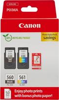 "Canon" PG-560 / CL-561 originalios rašalo kasetės, 2 vnt. (1 x juoda, 1 x spalvota); įskaitant 50 lapų 4x6 "Canon" fotopopieriaus - kartono pakuotė