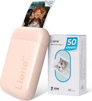 "Liene" 2 x 3 nešiojamasis nuotraukų spausdintuvas su 50 lapų cinko lipnaus fotopopieriaus, "Bluetooth 5.0", mažas, skirtas "iOS" ir "Android" išmaniesiems telefonams, mini momentinio spausdinimo spausdintuvas "iPhone" (rožinis)