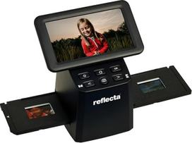 "Reflecta x33-Scan" - aukštos kokybės skaidrių ir negatyvų skeneris su 15,3 MP CMOS jutikliu, 5 colių IPS ekranu, automatiniu ir rankiniu spalvų koregavimu, skenuoja 35 mm filmus ir skaidres be kompiuterio