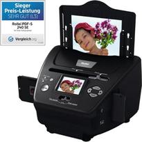 "Rollei Dia Film Scanner DF-S 100 SE" su 5 megapikselių ir 2,4 colio spalvotu TFT LCD ekranu bei plačiu priedų asortimentu ir atminties kortelėmis iki 16GB