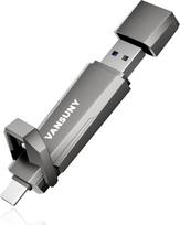 "Vansuny" USB-C atmintinė 256GB su iki 1000MB/s greičiu Išorinis SSD diskas 256GB dviguba USB atmintinė USB-C + USB A, skirta "iPhone 15/16", "Android" telefonams, nešiojamiesiems kompiuteriams, planšetiniams kompiuteriams, "Mac" kompiuteriams, kietojo