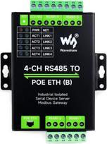 "Waveshare" 4 kanalų RS485-RJ45 Ethernet serijinis serveris, 4 kanalų RS485 nepriklausomas veikimas, pramoninis izoliuotas serijinis modulis, Modbus šliuzas, PoE Ethernet prievadas