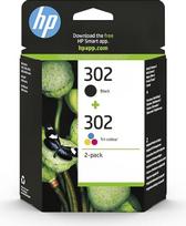 HP 302 kelių pakuočių originalios spausdintuvų kasetės (skirtos HP Deskjet 1110/2130/3630, HP Envy 4520.451x, HP OfficeJet 3830/3831 / 4650.52xx), juodos + trispalvės