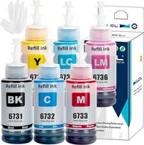LCL suderinamas rašalo bakelis, skirtas pakeisti "Epson" C13T67314A T6731 T6732 T6733 T6734 T6735 T6736 L800 L805 L810 L850 L1800 (6 pakuotės KCMYLCLM)