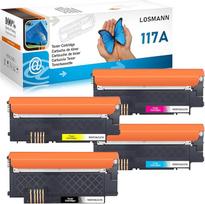 LOSMANN 117A tonerių rinkinys, suderinamas su HP 117A toneriu su lustu, skirtas HP spalvotajam lazeriui 150a 179fwg 178nwg 179fnw 178nw 150nw 178 179 W2070A W2071A W2072A W2073A (juoda, žydra, geltona, purpurinė, 4 pakuotės)