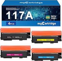 MYCARTRIDGE suderinamas su HP 117A tonerių rinkiniu, skirtu HP spalvotojo lazerio MFP 178nwg 179fwg 178nw 150nw 179fnw 150a W2070A W2071A W2072A W2073A (juodas, žydras, geltonas, purpurinis, 4 pakuotės)