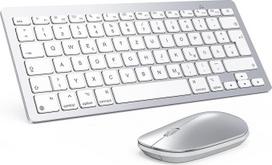 OMOTON "Bluetooth" klaviatūros ir pelės rinkinys, kompaktiškas belaidės klaviatūros ir pelės derinys, suderinamas su "MacBook Pro/Air", "iMac", "iMac Pro", "Mac Mini", "Mac Pro", QWERTZ DE išdėstymas, sidabrinis