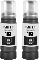 SHUOLEI 103 rašalo buteliukas, suderinamas su "Epson" 103 rašalo buteliuku C13T00S64A, skirtu L1200 serijos L1210 L1250 L3100 serijos L3110 L3111 L3116 L3150 L3151 (2 pakuotės, 2 juodos spalvos)