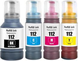 SHUOLEI 112 Tinte Kompatibilus su Epson 112 C13T06C14A C13T06C24A C13T06C24A C13T06C34A C13T06C44A Tintenbehälte Nachfülltinte Multipack für ECOTANK L6490 L6550 L6570 L6580 L11160 L15150 L15160 L15180(4-Pack)