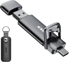 SSK išorinis USB C SSD 512GB išorinis kietasis diskas, iki 1000MB/s, greita USB atmintinė, dviguba USB C + USB A USB atmintinė 3.2 Gen2 iPhone 15/PS4/Android Phone/Tablet/Windows/Mac