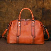 Moteriškos rankinės iš natūralios odos, vintažinio dizaino, rankinės moterims, rankinė per petį kelionėms 38cm*23cm*15cm ruda