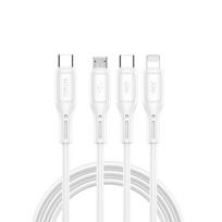WiWU - Starlink Series Data Cable Wi-046E 3-in-1 USB-C to USB-C, Micro USB, Lightning 60W 1m - white