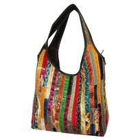 Women'S Bag Leather Shoulder Messenger Bag Color Strip Color Matching Retro Leather Women'S Bag Shoulder Bag