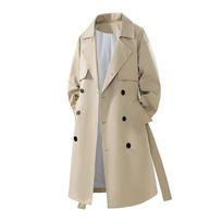 Men Mid-length Windbreaker Hip Hop Autumn Trench Coat Cardigan Men Spring Coat Turn-down Collar Men Autumn Coat for Street XXS chaki