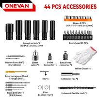 ONEVAN 44Pcs Set Electric Impact Wrench Socket Adapter Drill Chuck Drive Collet Converter Kit for Electric Wrench Screwdrivers 44Pcs set