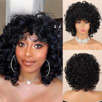 LISI HAIR Pūkuoti perukai Sintetiniai trumpi garbanoti perukai didelio rulono prailginimas didelis trumpas garbanotas lankstus minkštas natūralūs perukai Moterims Cosplay kasdien 30cm