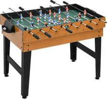 "HOMCOM 4 in 1" daugiafunkcinis žaidimų stalas, vakarėlių žaidimų stalas su stalo tenisu, stalo futbolu, biliardu, stalo ledo rituliu, skirtas linksmybėms su keliais žaidėjais, plienas, natūralus medis + juoda spalva