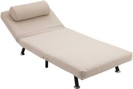 HOMCOM Sofa-lova, sulankstomas fotelis su lovos funkcija, atlošo pagalvėle, sulankstomas lininės išvaizdos atlošas, reguliuojamas atlošas, galima pakrauti iki 150 kg, skirtas svetainei, smėlio spalvos
