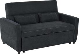 HOMCOM sofa lova, sulankstoma sofa, 2 vietų medžiaginė sofa, sofa-lova, sofa su miegojimo funkcija, sofų komplektas, reguliuojamas kampas, juoda, 148 x 82 x 89 cm