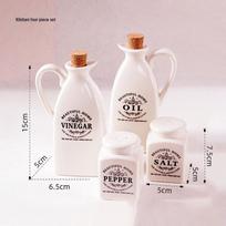 Zakka Pure White Japoniškos keramikos aliejaus ir prieskonių buteliukų rinkinys - 4 vienetai A38-6110