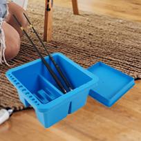 Paint Brush Basin Artist Pen Washer Bucket with Lid for Oil Painting Art Supplies mėlyna