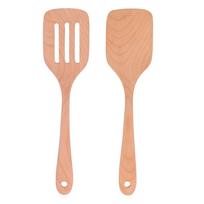 2Pcs Kitchen Turner Spatula Set Wooden Environmentally Friendly High Temperature Resistant Non