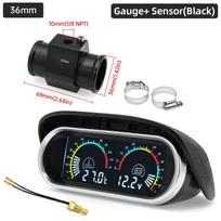2 IN 1 LCD matuoklis Vandens temperatūros matuoklis+Voltai su jutikliu Radiatoriaus temperatūros jungtis Vamzdžio jutiklis 26-40mm Žarnos adapteris automobiliui 12V24V