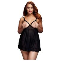 BACI - erotinis atviras taškuotas babydoll naktinukai - juoda - XL/XXL