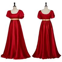 Satininiai chalatai Viktorijos laikų rutuliniai chalatai Empire Waist Gowns Regency chalatai L raudona