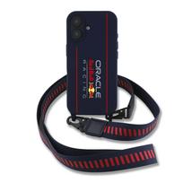 Red Bull silikoninis Vertical Logo MagSafe Case + Crossbody Strap for iPhone 16 dėklas telefonui mėlynos spalvos