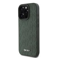 DKNY PU Leather Grid Pattern Magsafe Apple iPhone 16 Pro dėklas telefonui žalios spalvos
