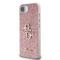 Guess PU Fixed Glitter 4G Metal Logo Apple iPhone 16e dėklas telefonui rožinės spalvos