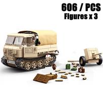 Karinis Tankas Antrojo Pasaulinio Karo Vokiečių Armija Statybiniai Blokeliai RSO/01 Vikšrinis Traktorius Ir 37mm Prieštankinis Patranka Pak35/36 Ginklo Modelis Figūrėlė Blokeliai Žaislai