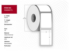 Capture Split-Label 70 x 47mm (70x30  / 70x17mm) - Core 25. White.