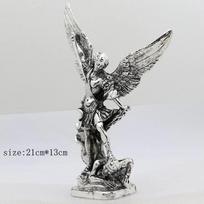 Nauja retro sidabrinė Mykolo arkangelo skulptūra Religinė statula Angelo sodas žingsniuojantis metalas Migelis lauke katalikų kalėdinė dovana