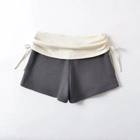 2025 Sexy Drawstring Tight Shorts Spicy Girl Style Women'S Clothing Contrasting Color Tight Pants Sexy Hip Hugging Hot Pants S tamsiai pilka spalva