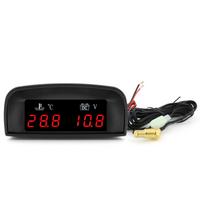 12V/24V 2in1 Automobilinis LCD vandens temperatūros matuoklis Termometras Voltmeteris Matuoklis Temp & Įtampos matuoklis + Temp jutiklis 10mm Automobiliui Sunkvežimiui