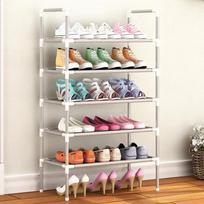Multi Layer Shoe Rack Plastic Stackable Breathable Strong Compression Capability Shoe Storage Rack beige